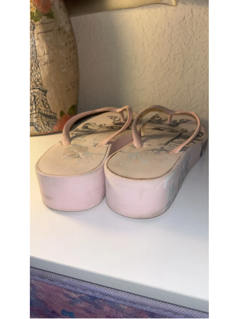 Women's Juicy Couture Platform Flip Flop Sandals in Pink and Black
